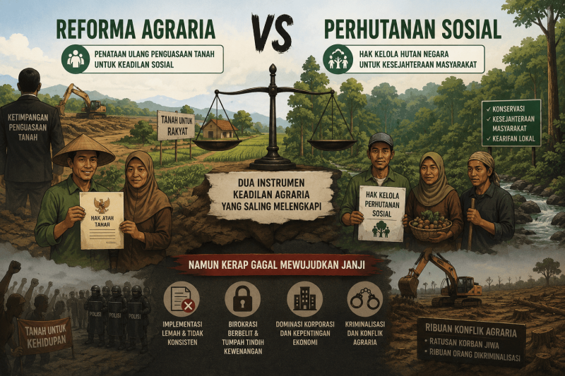 Perhutanan Sosial VS Reforma Agraria: Dua Instrumen Keadilan Agraria yang Saling Melengkapi, Tapi Kerap Gagal Mewujudkan Janji