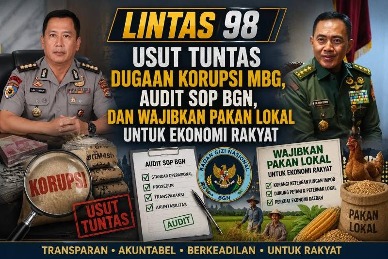 LINTAS 98: USUT TUNTAS DUGAAN KORUPSI MBG, AUDIT SOP BGN, DAN WAJIBKAN PAKAN LOKAL UNTUK EKONOMI RAKYAT