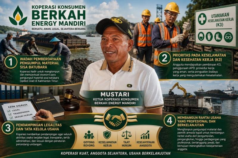 Koperasi Konsumen Berkah Energy Mandiri Hadir Berikan Kepastian K3 dan Legalitas Usaha bagi Pengumpul Material Sisa Batubara di Kalimantan Timur